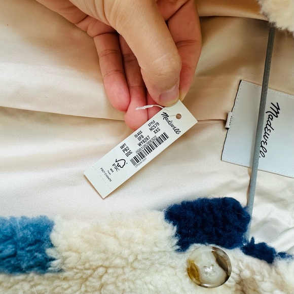 NEW NWT Madewell (Re)sourced Sherpa Belrose Shirt-Jacket in Checkerboard - Picture 6 of 8